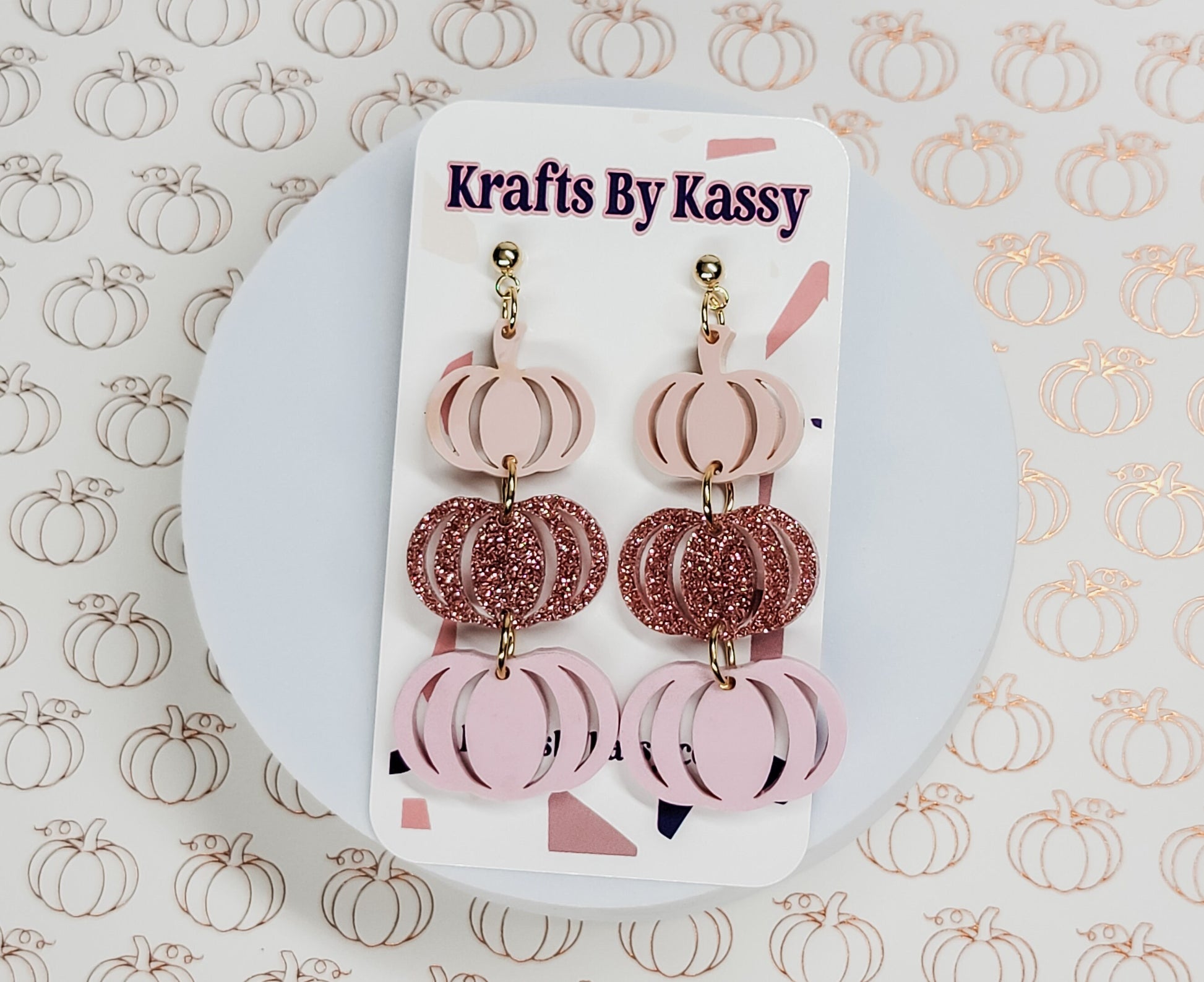 Blue & Orange Stacked Pumpkin Earrings