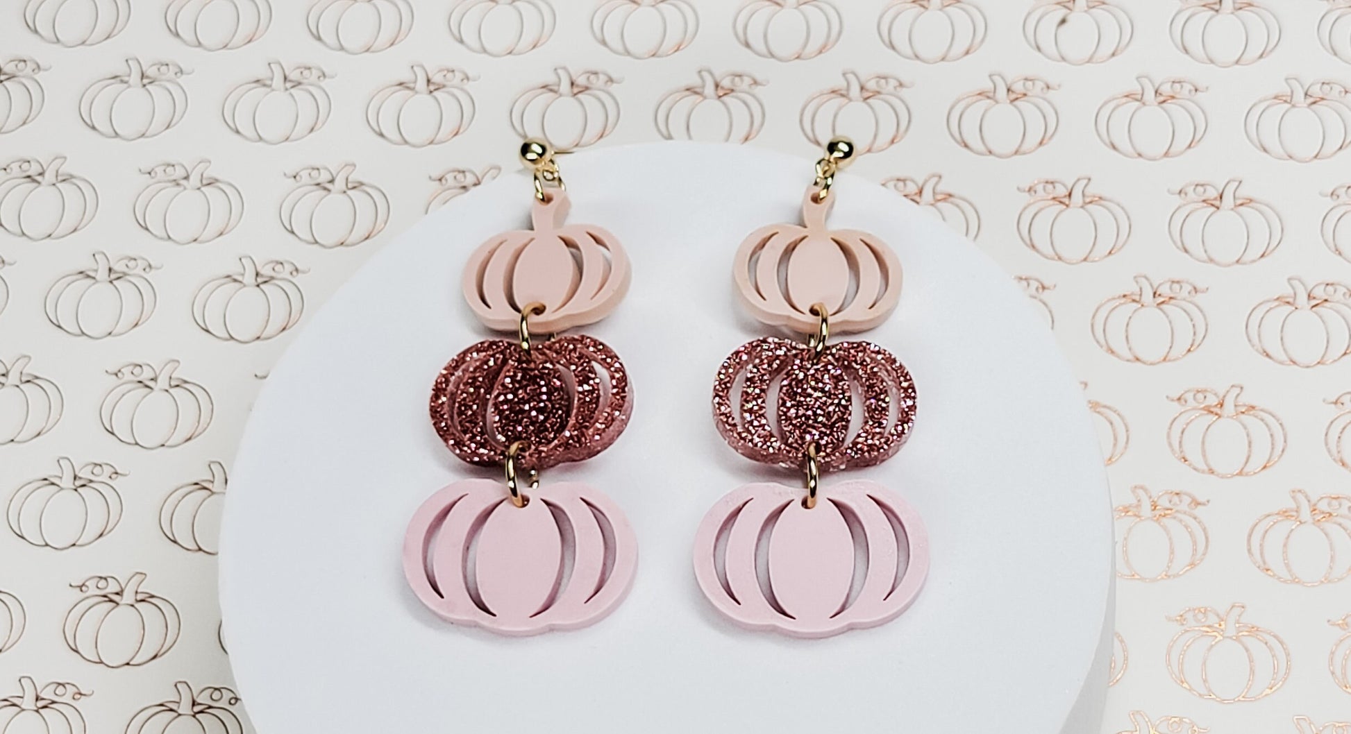 Blue & Orange Stacked Pumpkin Earrings