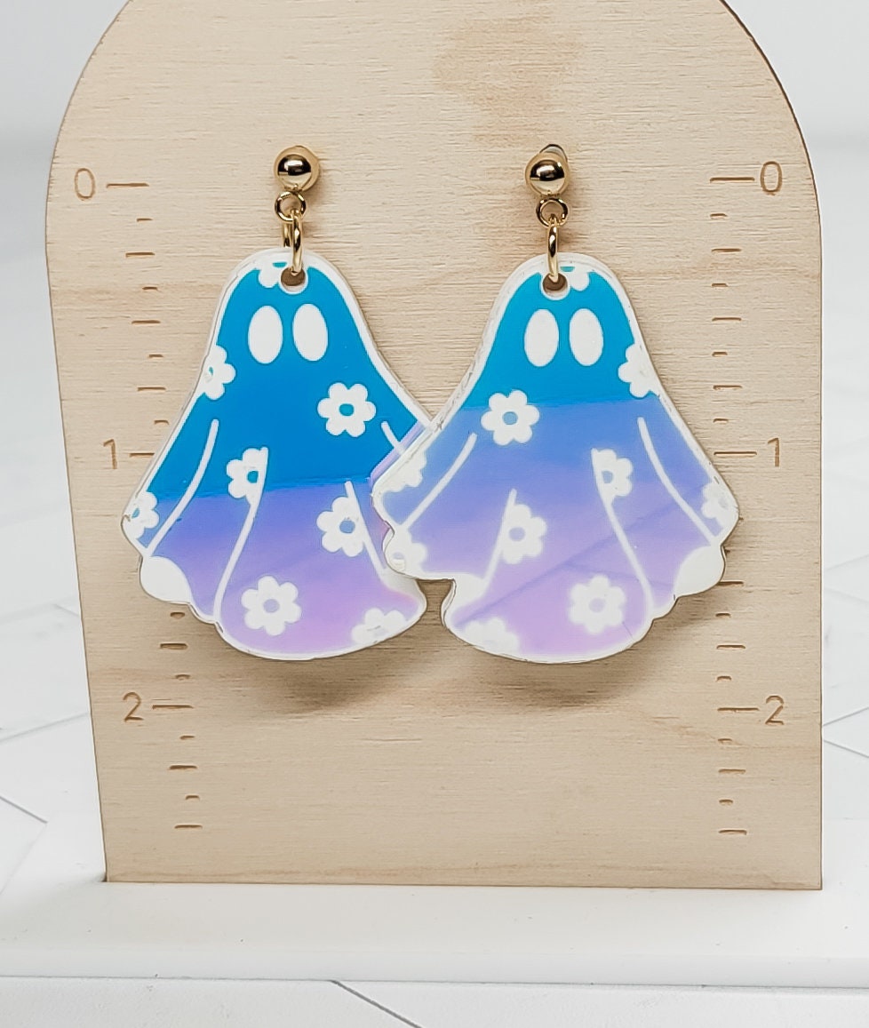 Iridescent White Ghost Earrings