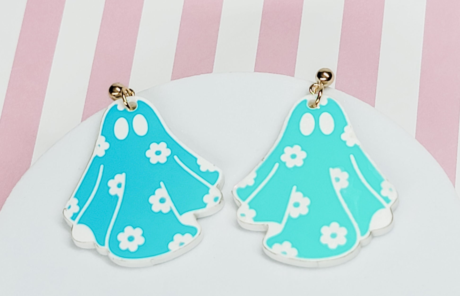 Iridescent White Ghost Earrings