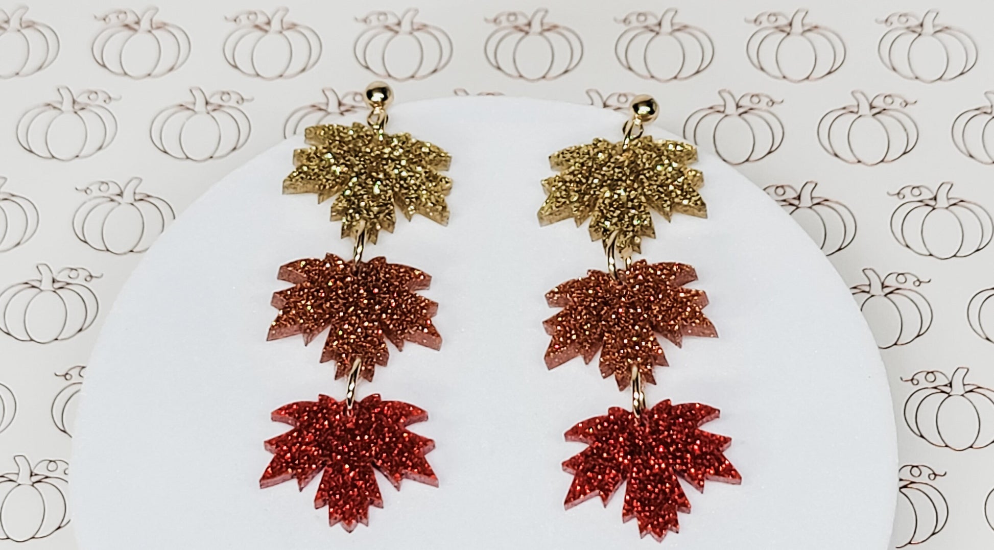 Stacked Maple Leaf Acrylic Earrings