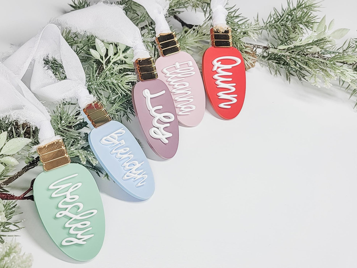 Personalized Christmas Bulb Ornament, Custom Ornament, Bulb Tag, Christmas Decor, Gift Tag, Kid Gift Tag, Present Tag