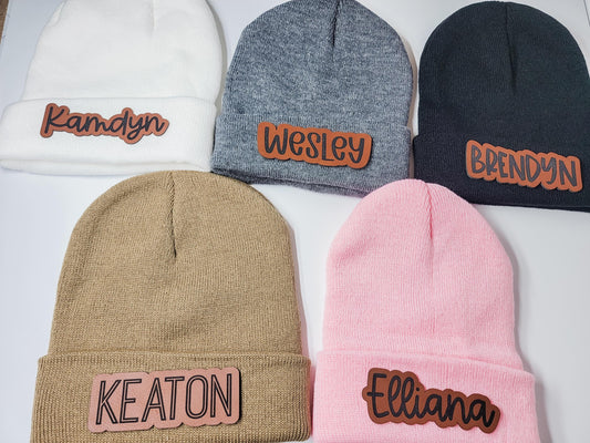 Personalized Beanie, Winter Hat, Customized Beanie, Hat with Patch, Christmas Gift, Stocking Stuffer for Kids
