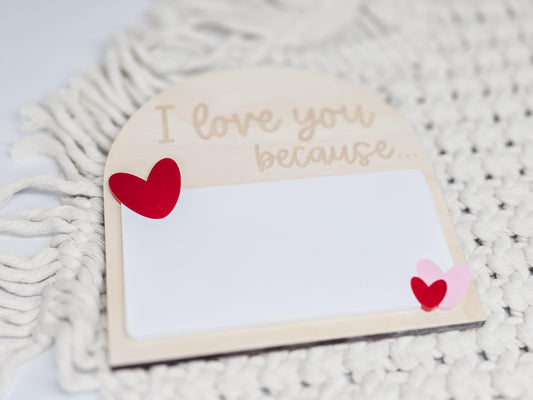 I Love You Because Sign, Valentine's Day Décor, Heart Tag, Tiered Tray Décor, Valentine's Day Gifts for Kids, Valentine Gift
