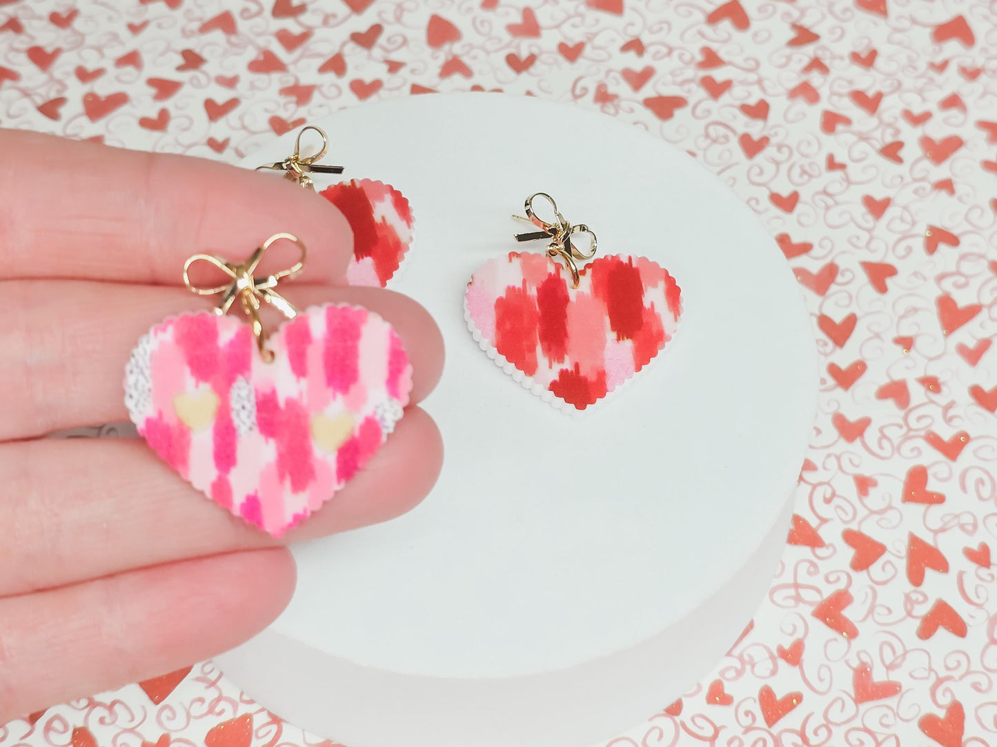 Brush Stroke Acrylic Earrings, Valentine's Accessories, Fun Accessories, Statement Acrylic Earrings, Heart Acrylic Earrings, Heart Earrings