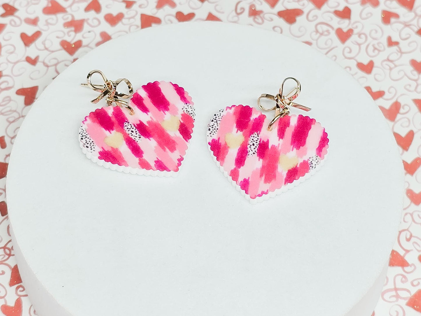 Brush Stroke Acrylic Earrings, Valentine's Accessories, Fun Accessories, Statement Acrylic Earrings, Heart Acrylic Earrings, Heart Earrings