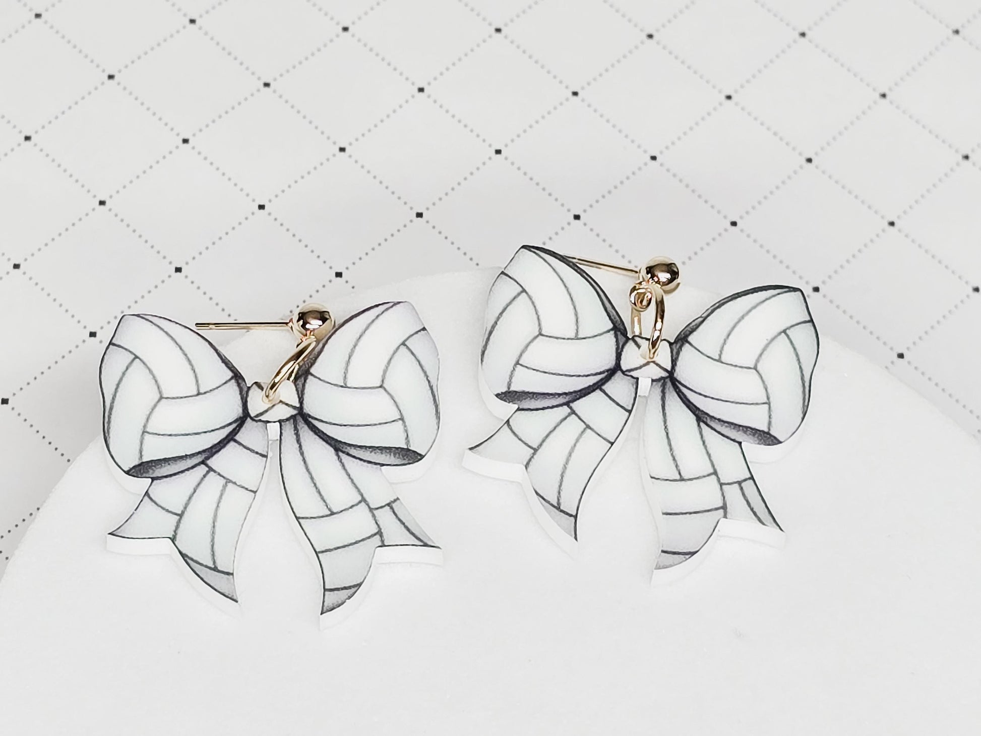 Sports Bow Earrings, Statement Acrylic Earrings, Soccer Acrylic Dangles, Sports Mama Gift