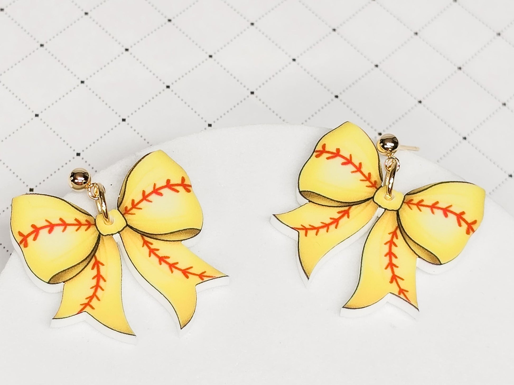 Sports Bow Earrings, Statement Acrylic Earrings, Soccer Acrylic Dangles, Sports Mama Gift