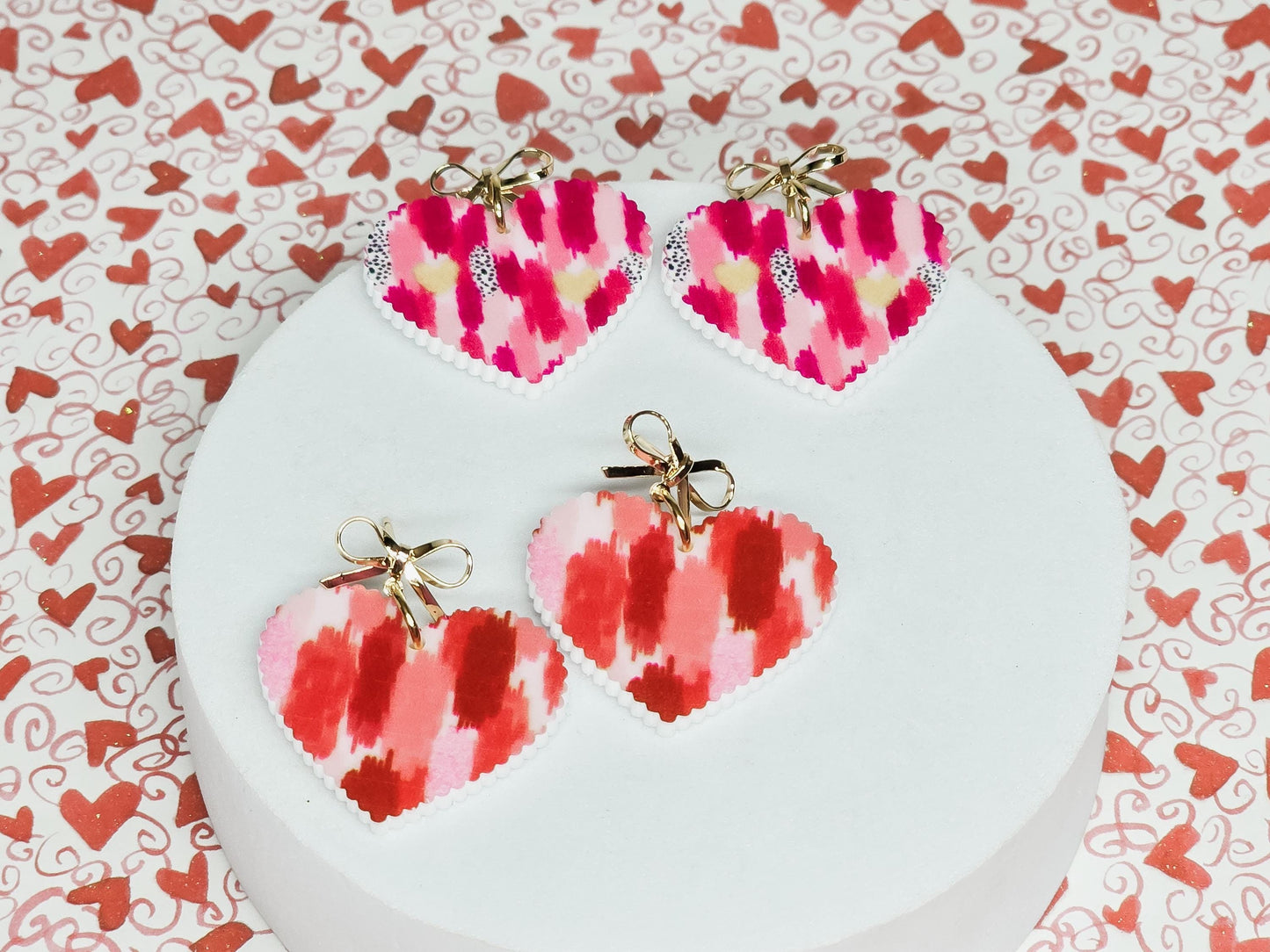 Brush Stroke Acrylic Earrings, Valentine's Accessories, Fun Accessories, Statement Acrylic Earrings, Heart Acrylic Earrings, Heart Earrings