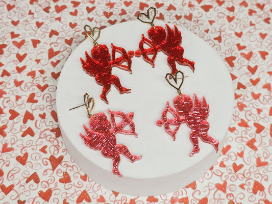 Cupid Acrylic Earrings, Valentine's Earrings, Love Accessories, Statement Acrylic Earrings, Heart Acrylic Earrings