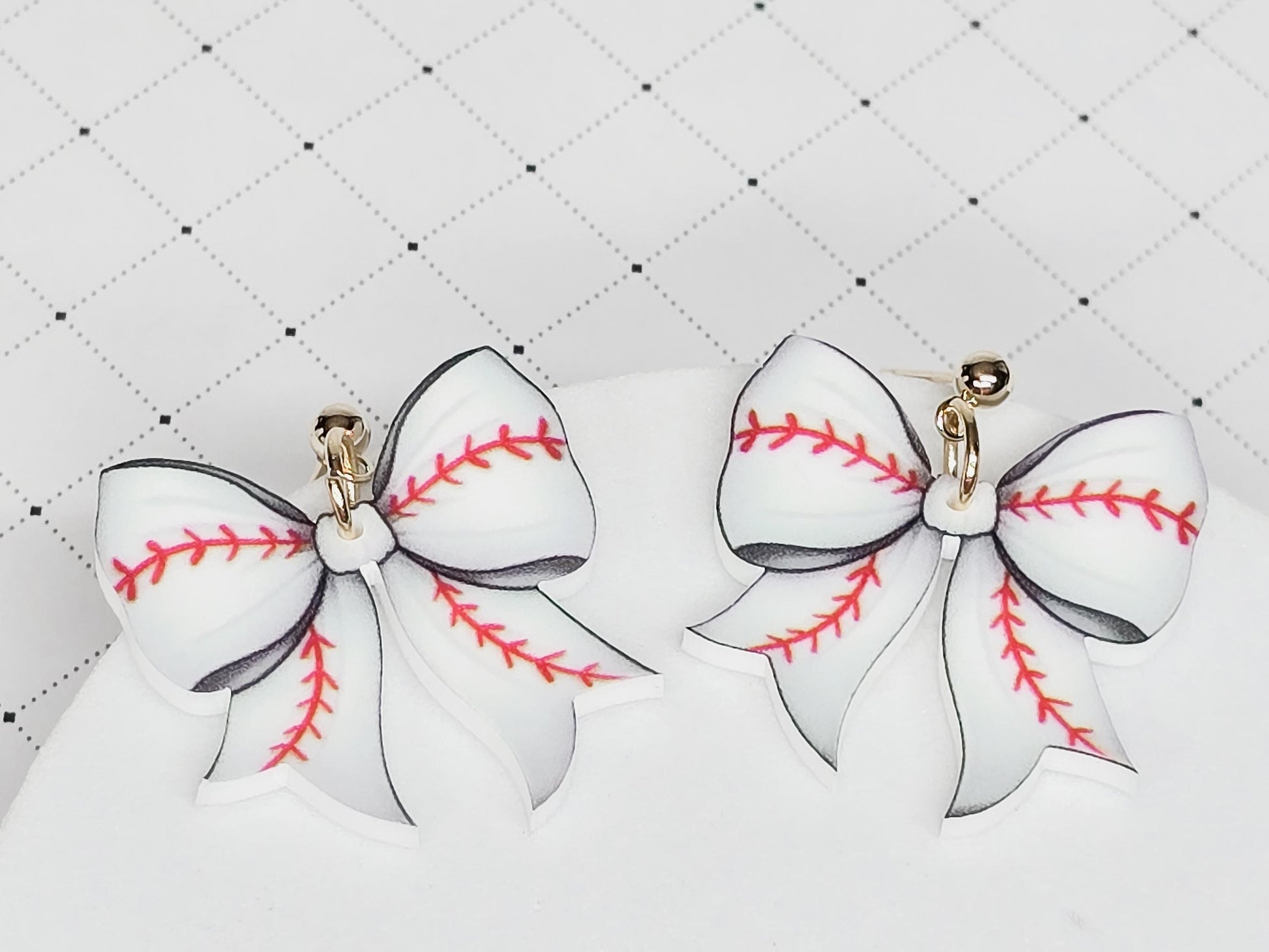 Sports Bow Earrings, Statement Acrylic Earrings, Soccer Acrylic Dangles, Sports Mama Gift