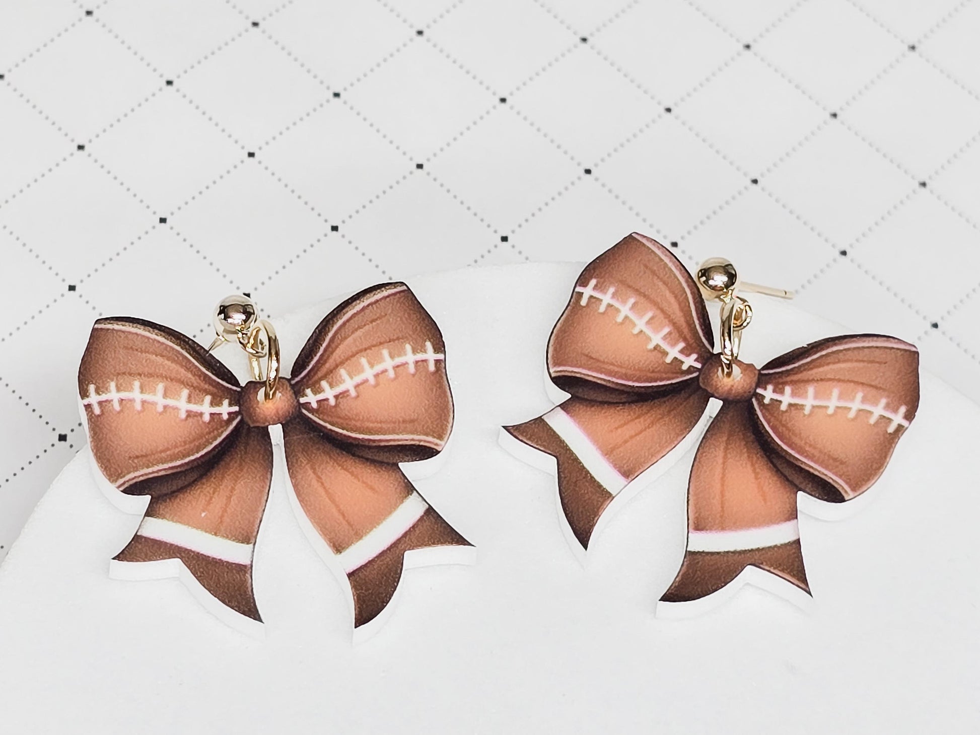 Sports Bow Earrings, Statement Acrylic Earrings, Soccer Acrylic Dangles, Sports Mama Gift