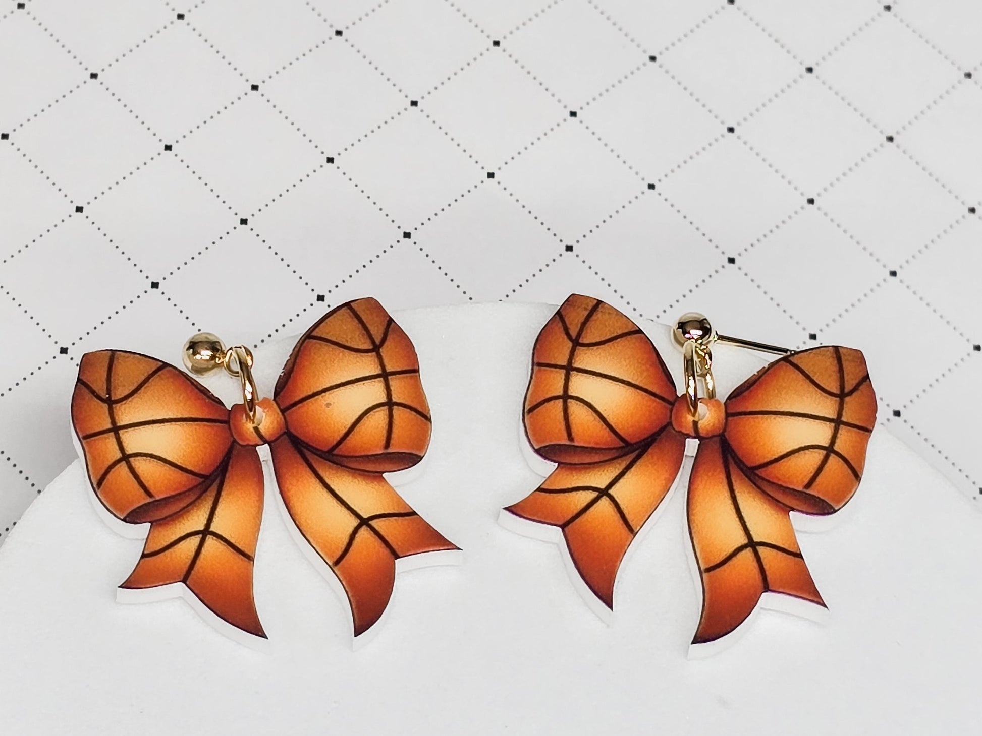 Sports Bow Earrings, Statement Acrylic Earrings, Soccer Acrylic Dangles, Sports Mama Gift