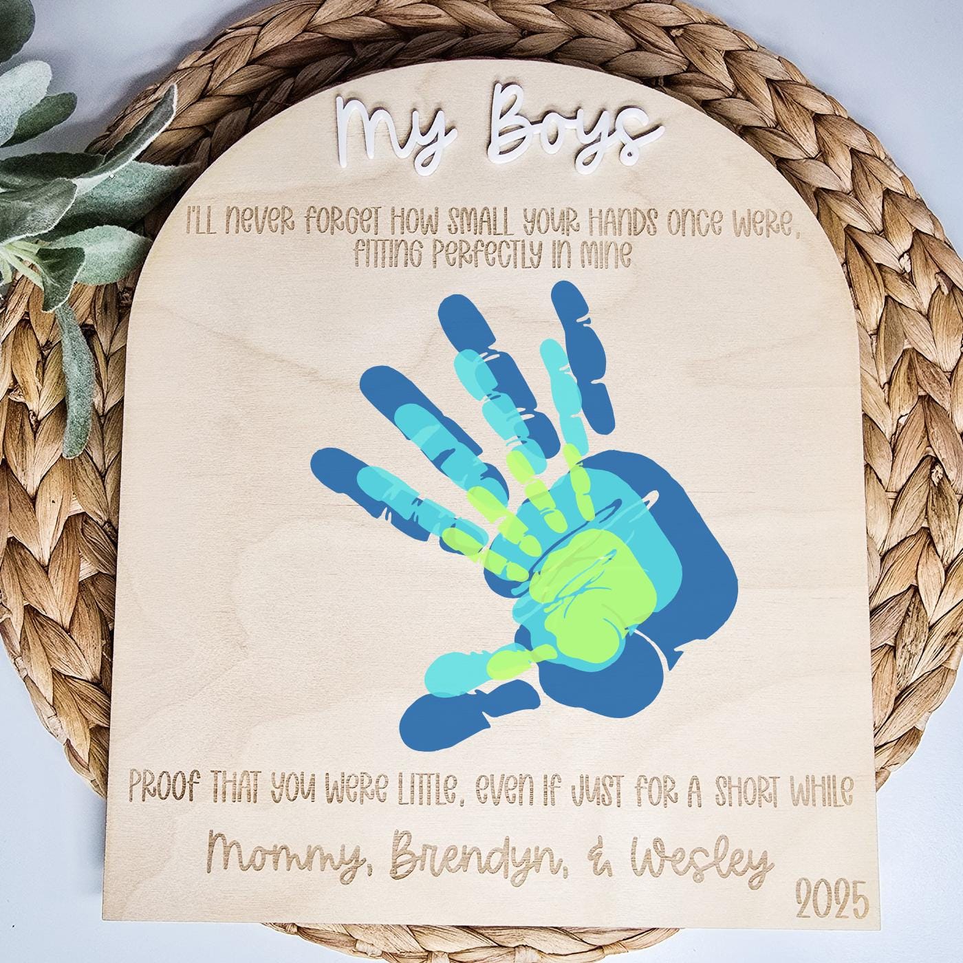 Mommy and Me Sign, Handprint Sign, Arch Wooden Decor, Handprint Keepsake, Mother's Day Gift, Gift From Kids