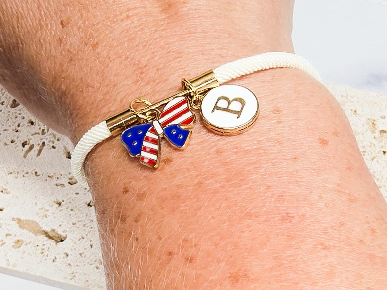 Charm Bracelet, Minimalist Jewelry, Modern Jewelry, Nylon Braided Cord Charm Bracelet