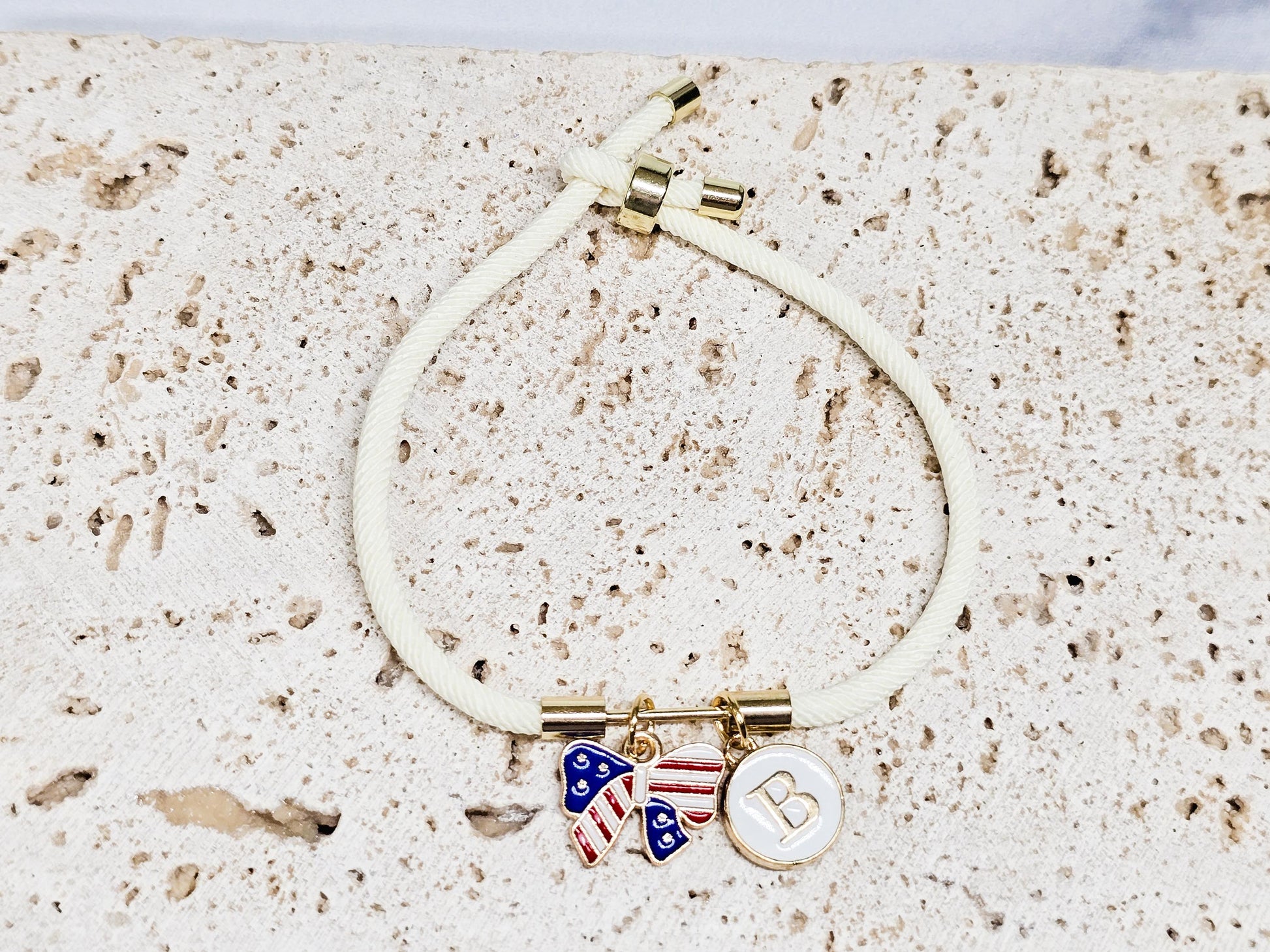 Charm Bracelet, Minimalist Jewelry, Modern Jewelry, Nylon Braided Cord Charm Bracelet