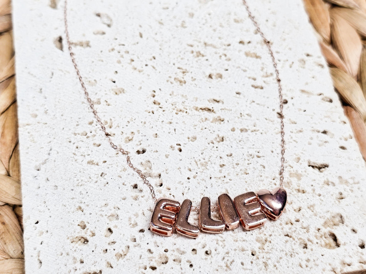 Personalized Necklace, Minimalist Jewelry, Sterling Silver, Bubble Letter Necklace, Modern Jewelry