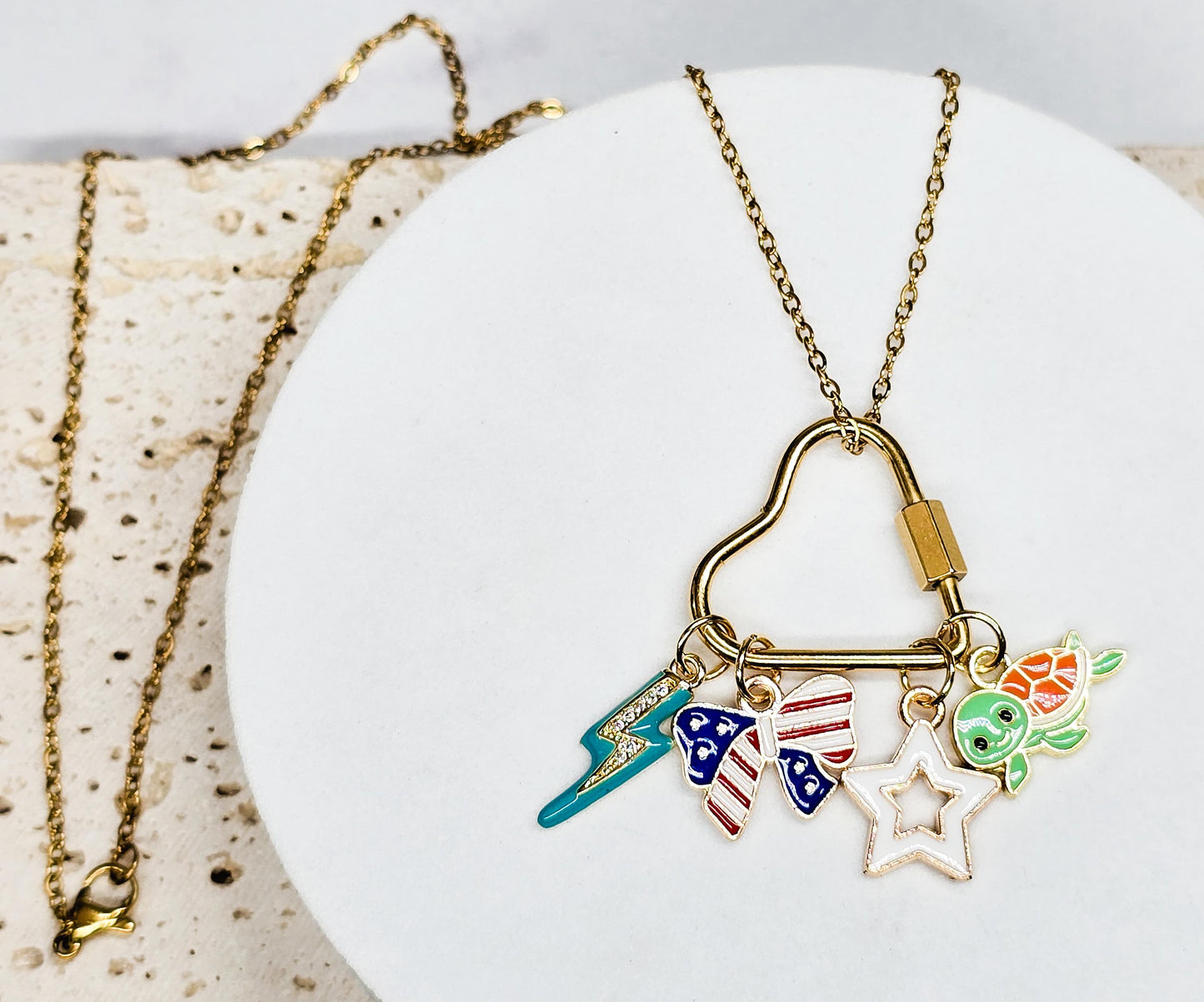 Carabiner Charm Necklace, Minimalist Jewelry, Stainless Steel, Modern Jewelry, Custom Charm Jewelry