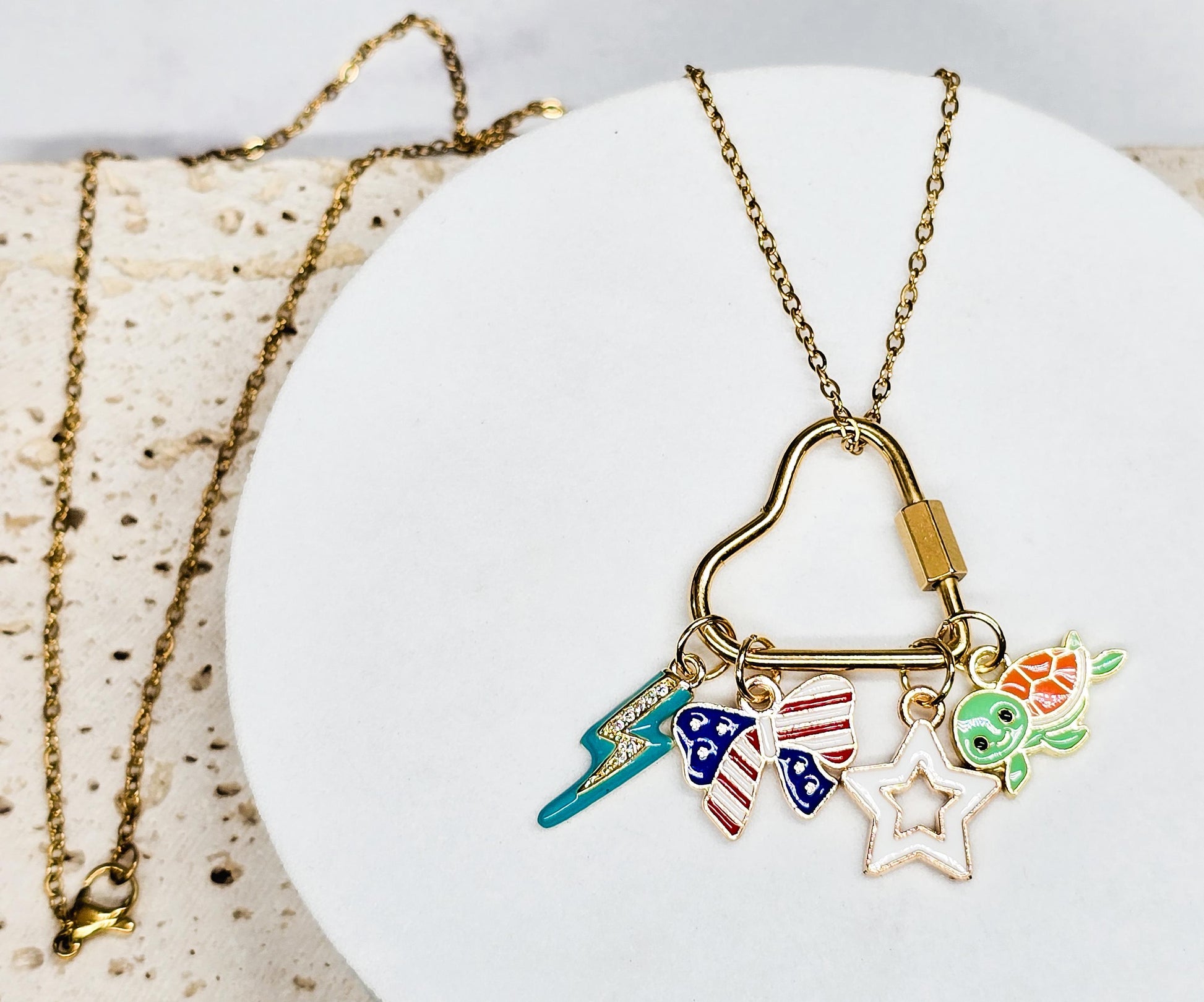 Carabiner Charm Necklace, Minimalist Jewelry, Stainless Steel, Modern Jewelry, Custom Charm Jewelry