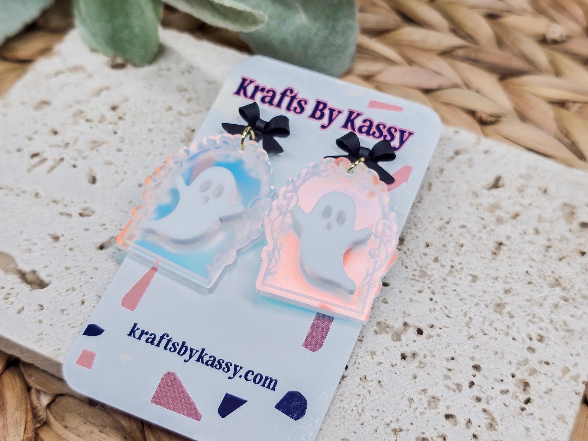 Iridescent Ghost Earrings, Acrylic Spooky Jewelry, Fall Accessories