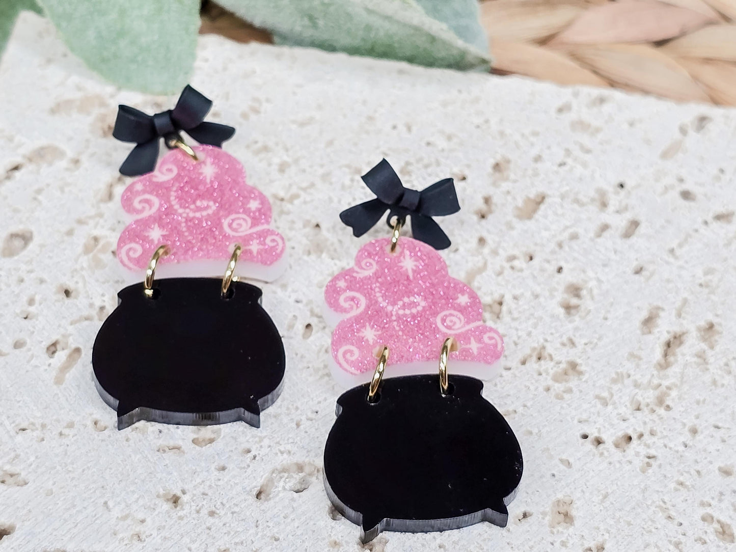 Witch Cauldron Earrings, Halloween Jewelry, Spooky Accessory