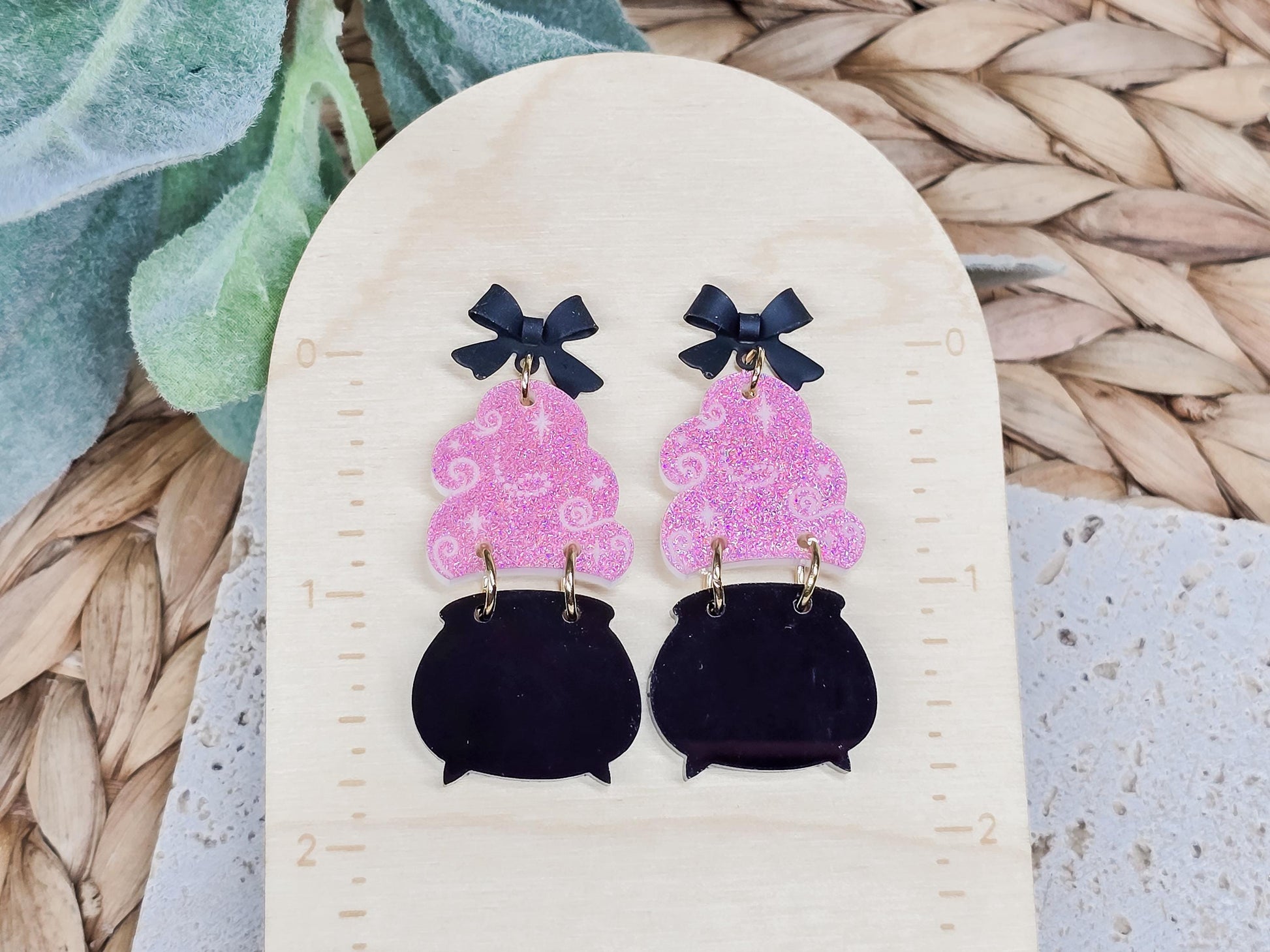 Witch Cauldron Earrings, Halloween Jewelry, Spooky Accessory