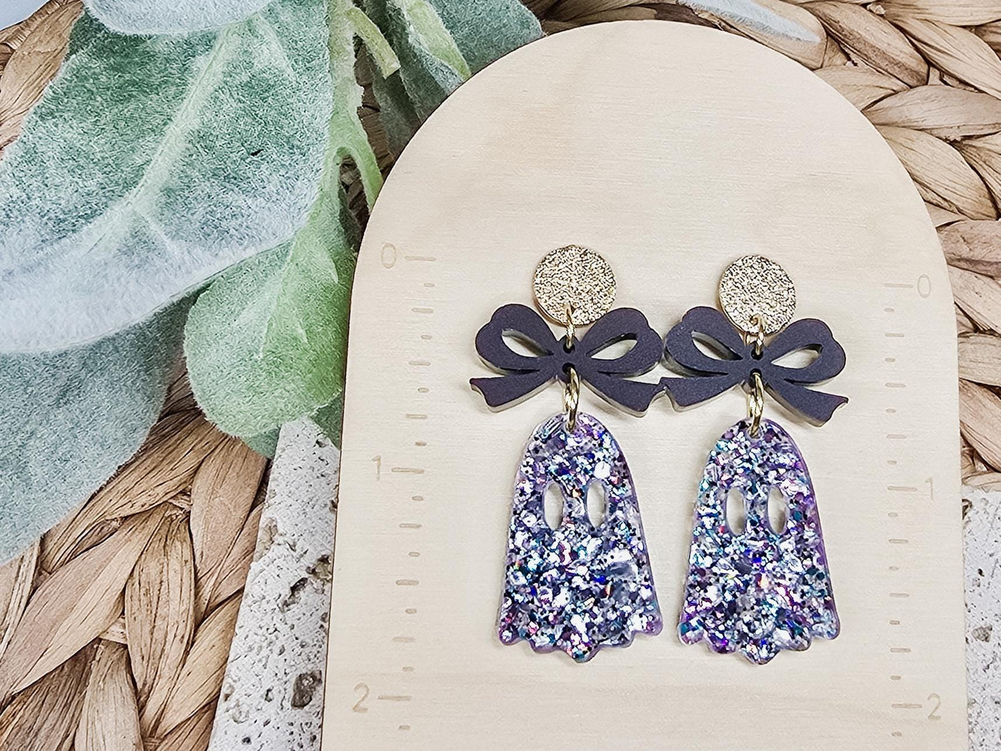 Bow Ghost Earrings, Spooky Jewelry, Fall Accessories