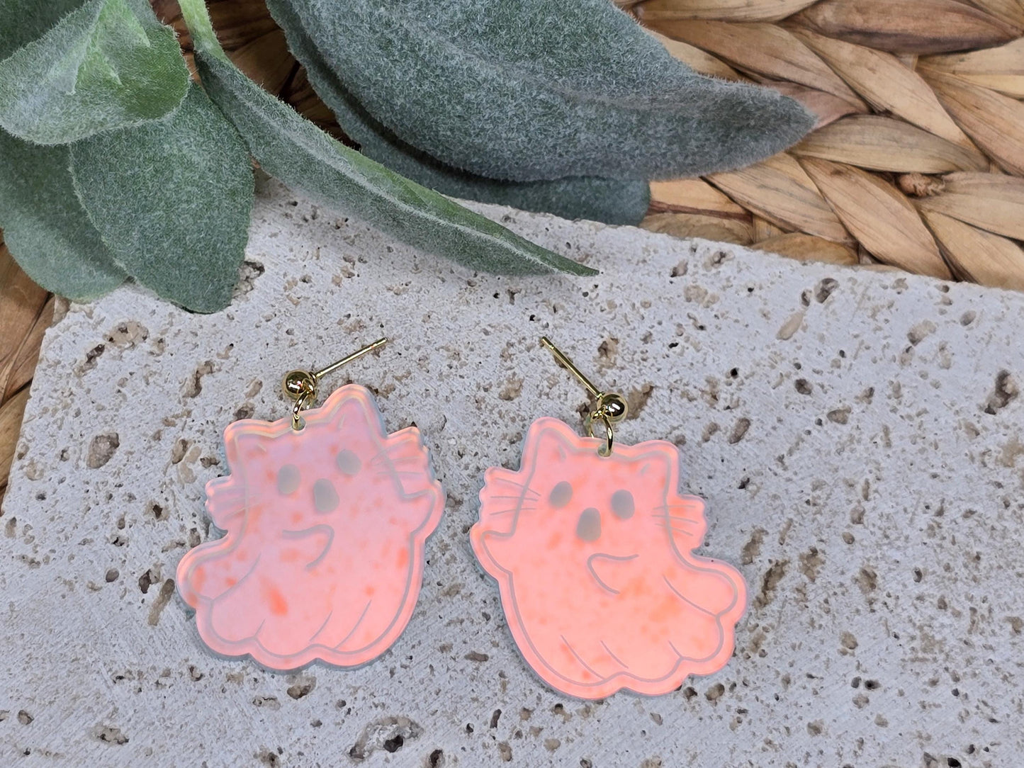 Iridescent Ghost Earrings, Acrylic Spooky Jewelry, Fall Accessories