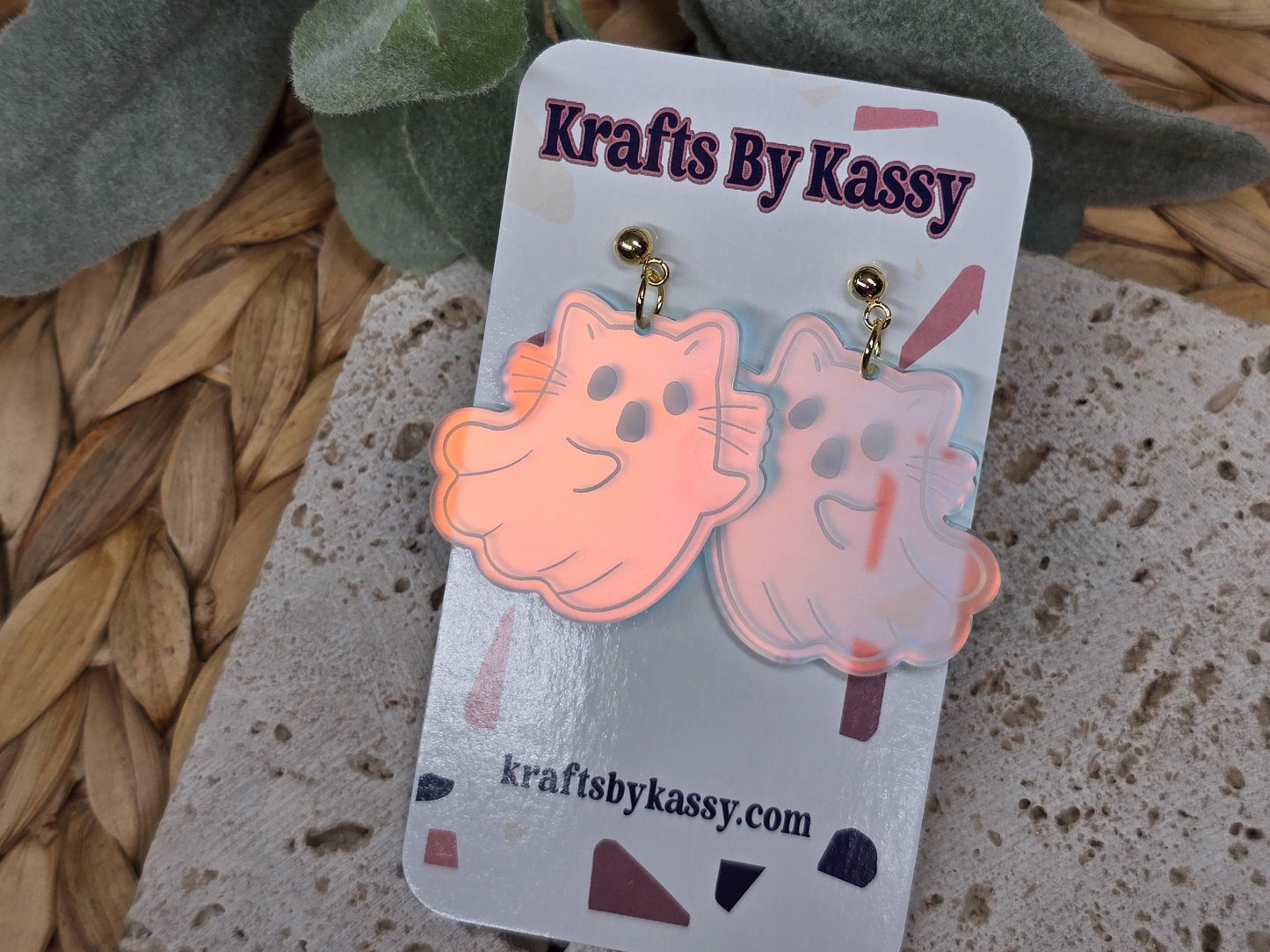 Iridescent Ghost Earrings, Acrylic Spooky Jewelry, Fall Accessories