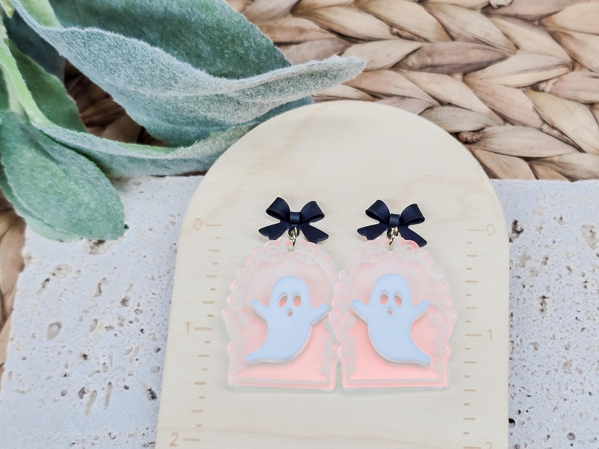 Iridescent Ghost Earrings, Acrylic Spooky Jewelry, Fall Accessories