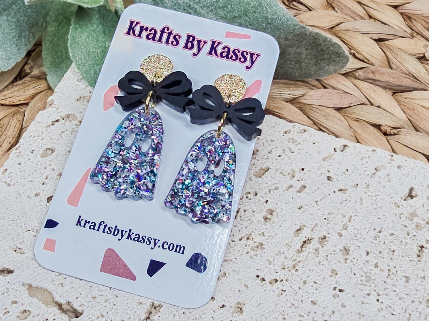 Bow Ghost Earrings, Spooky Jewelry, Fall Accessories