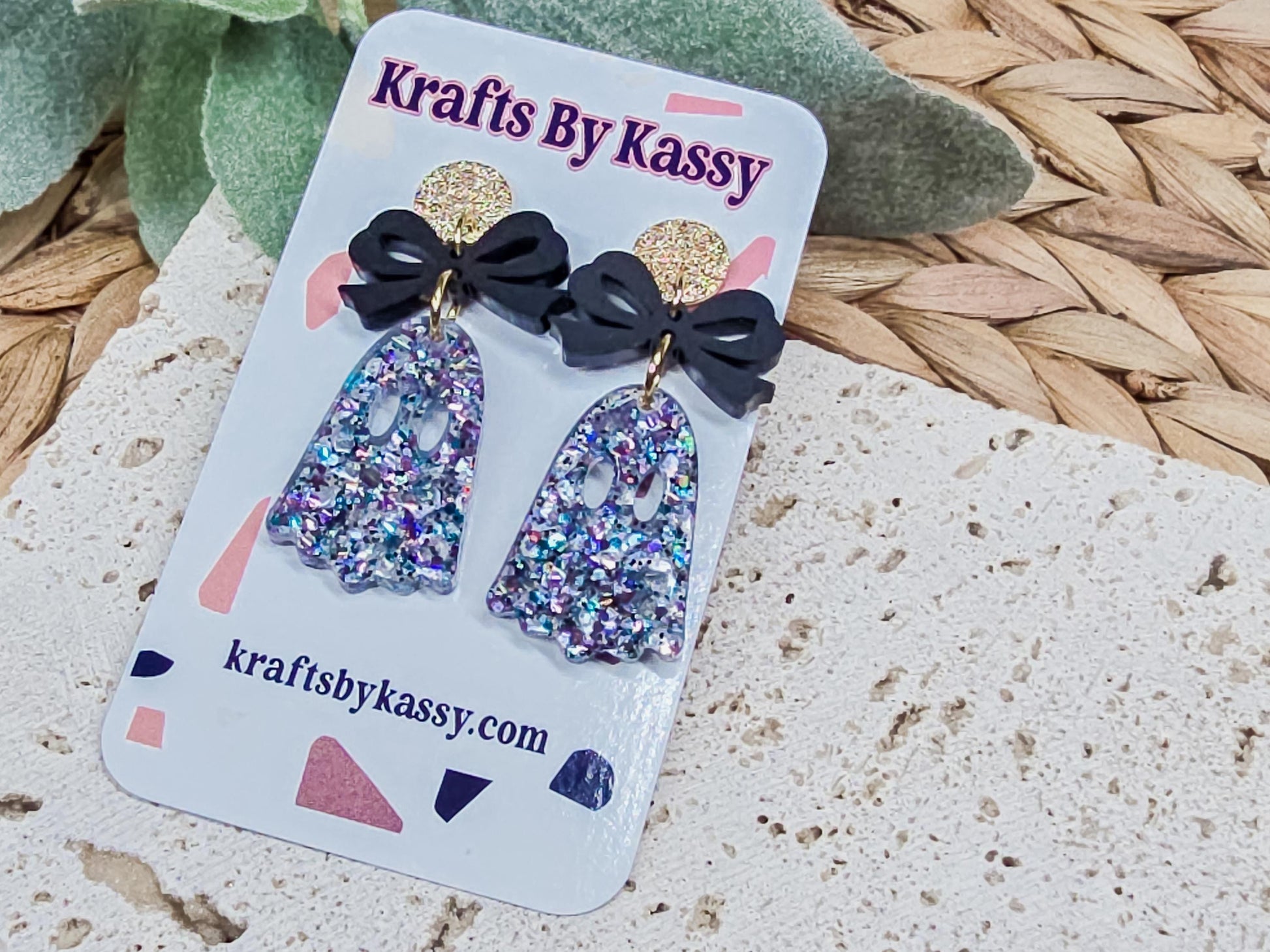 Bow Ghost Earrings, Spooky Jewelry, Fall Accessories