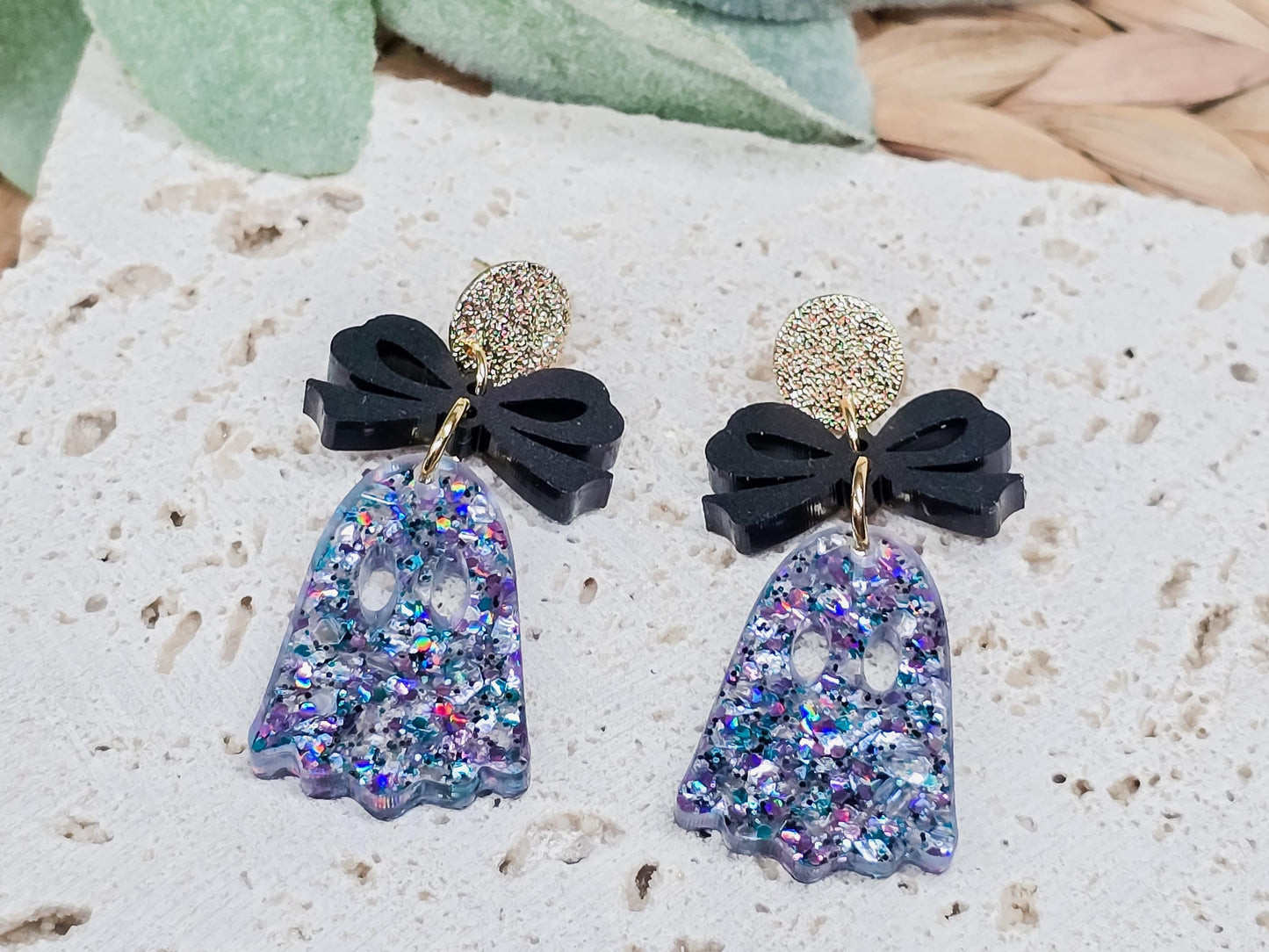 Bow Ghost Earrings, Spooky Jewelry, Fall Accessories