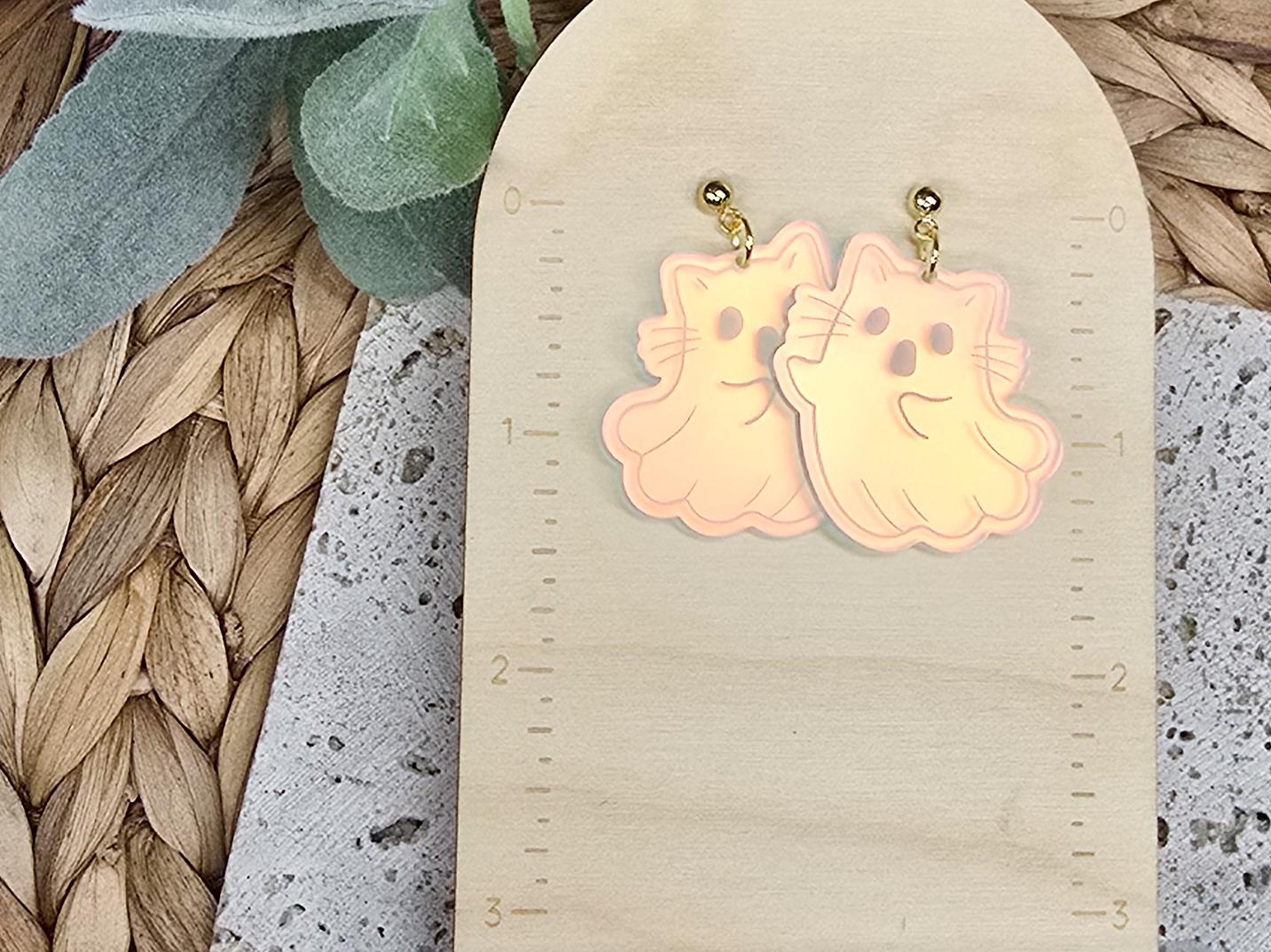 Iridescent Ghost Earrings, Acrylic Spooky Jewelry, Fall Accessories