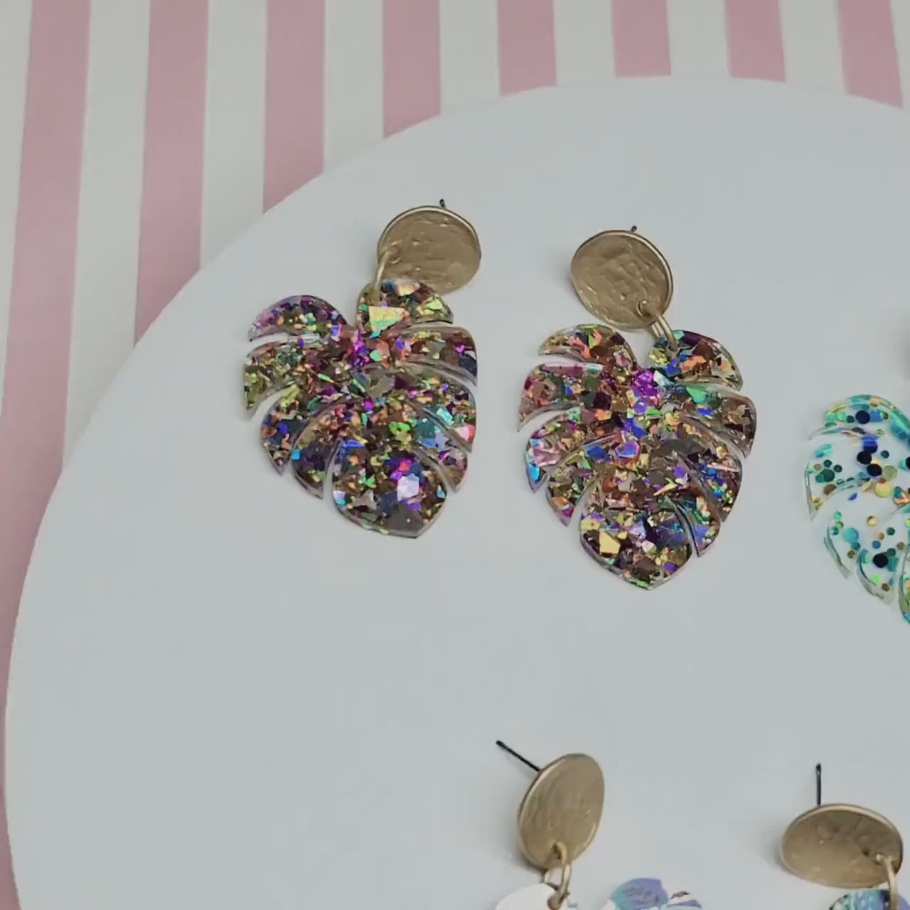 Monstera Earrings, Summer Acrylic Dangles, Leaf Jewelry, Plant Lover Gift, Tropical Earring