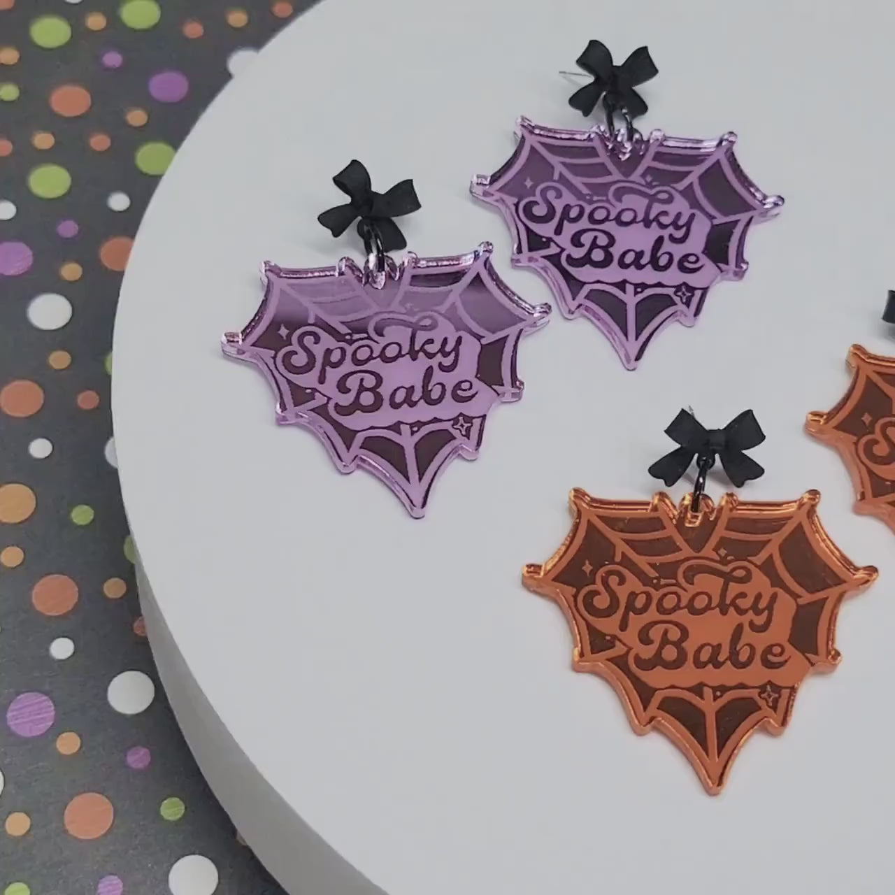 Spooky Babe Spiderweb Earrings, Acrylic Statement Earrings, Halloween Jewelry, Fall Accessories, Spooky Jewelry, Halloween Lover