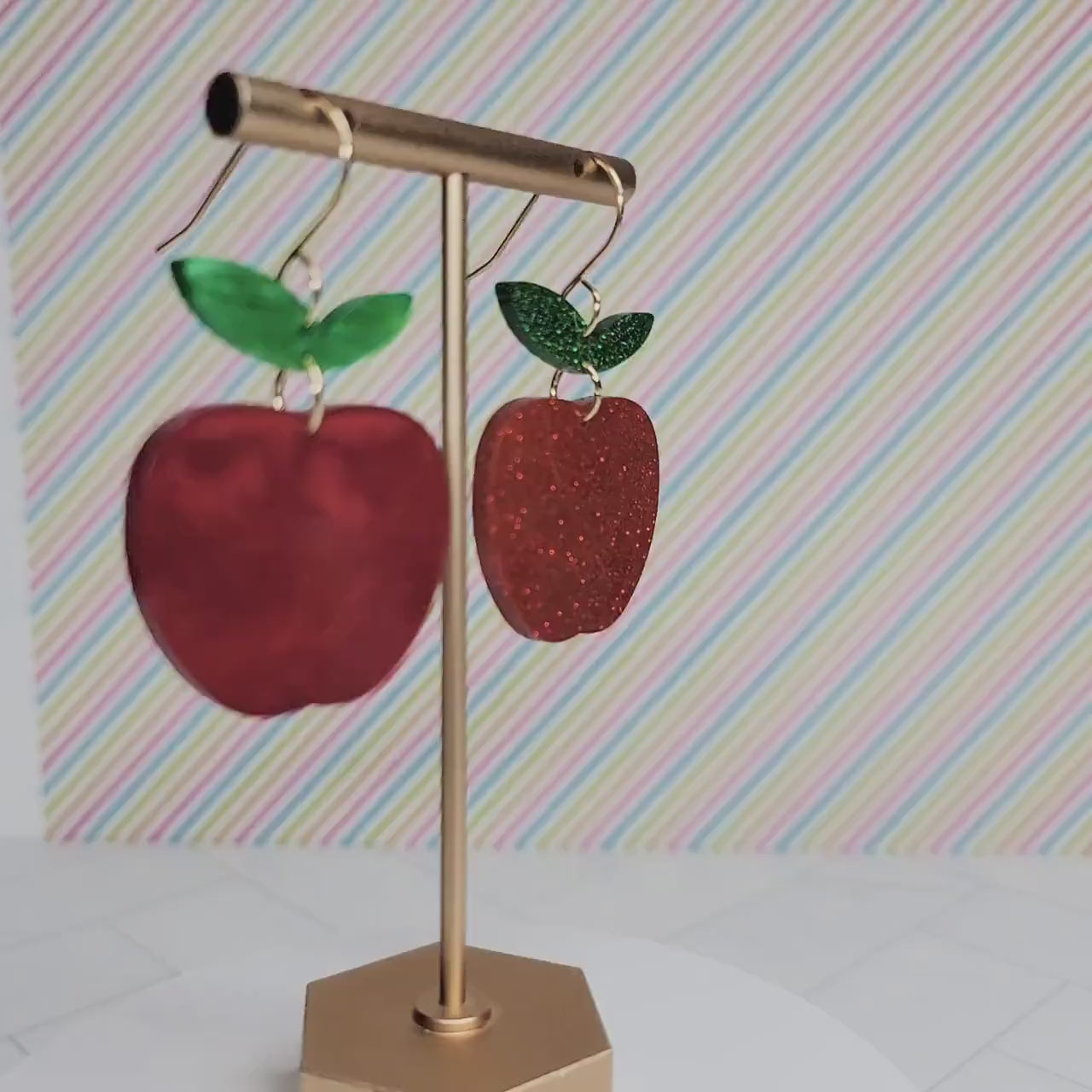 Apple Earrings, Elementary Teacher Gift, Acrylic Earrings, Fun Accessories, Hypoallergenic Hooks