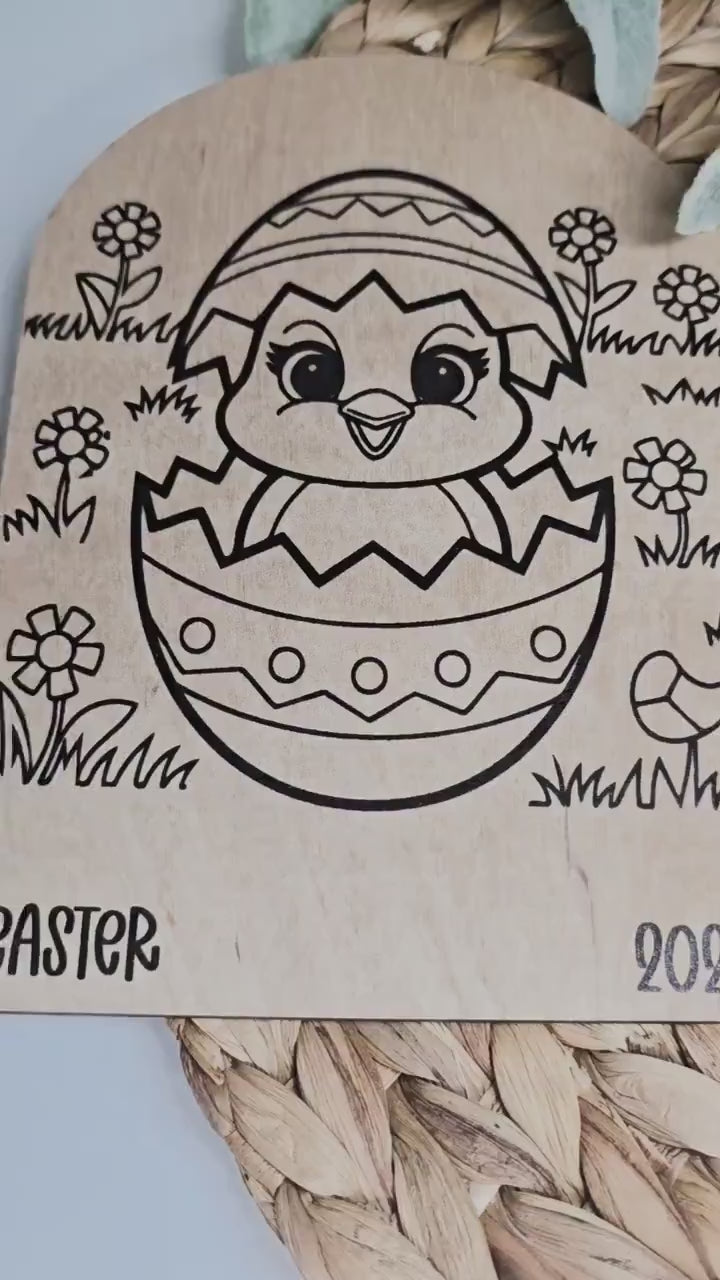 Easter Child Coloring Sign, Drawing Sign, Easter Gift, Easter Basket Gift, Handmade Gift From Children, Coloring Sign, DIY Sign