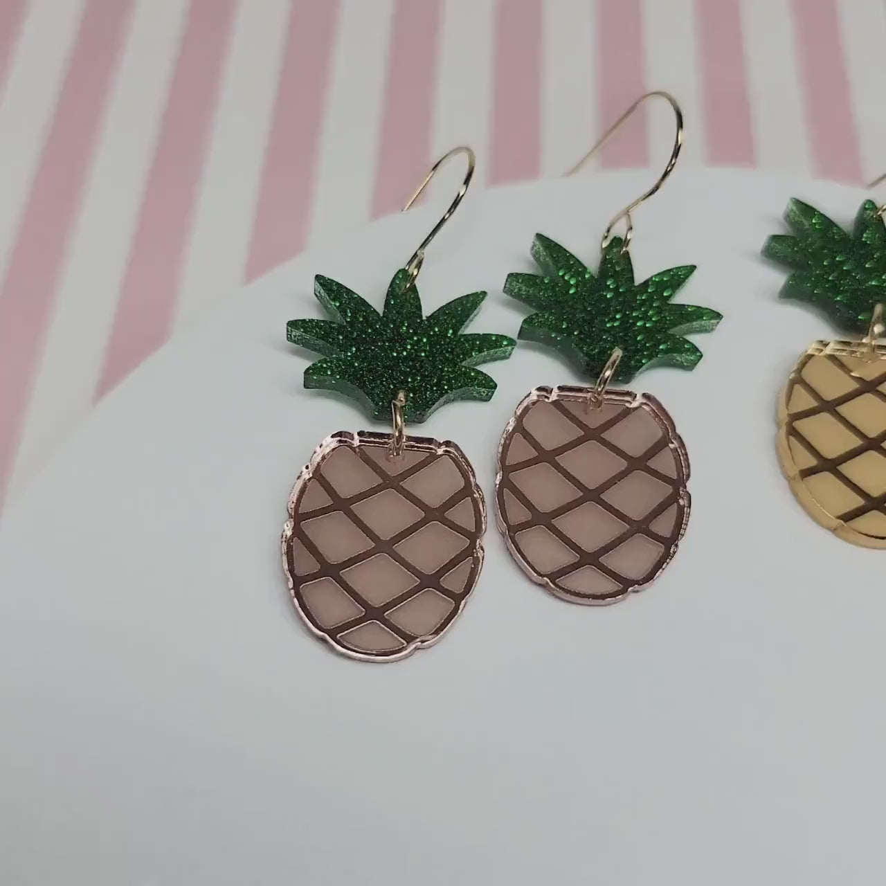 Pineapple Acrylic Earrings, Summer Jewelry, Fruit Earrings, Glitter Pineapple Earrings, Tropical Accessories