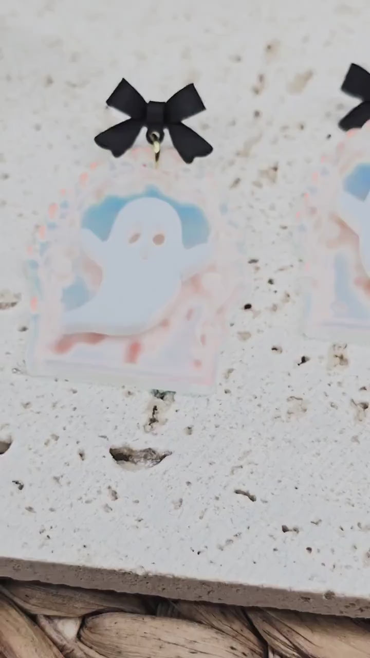 Iridescent Ghost Earrings, Acrylic Spooky Jewelry, Fall Accessories