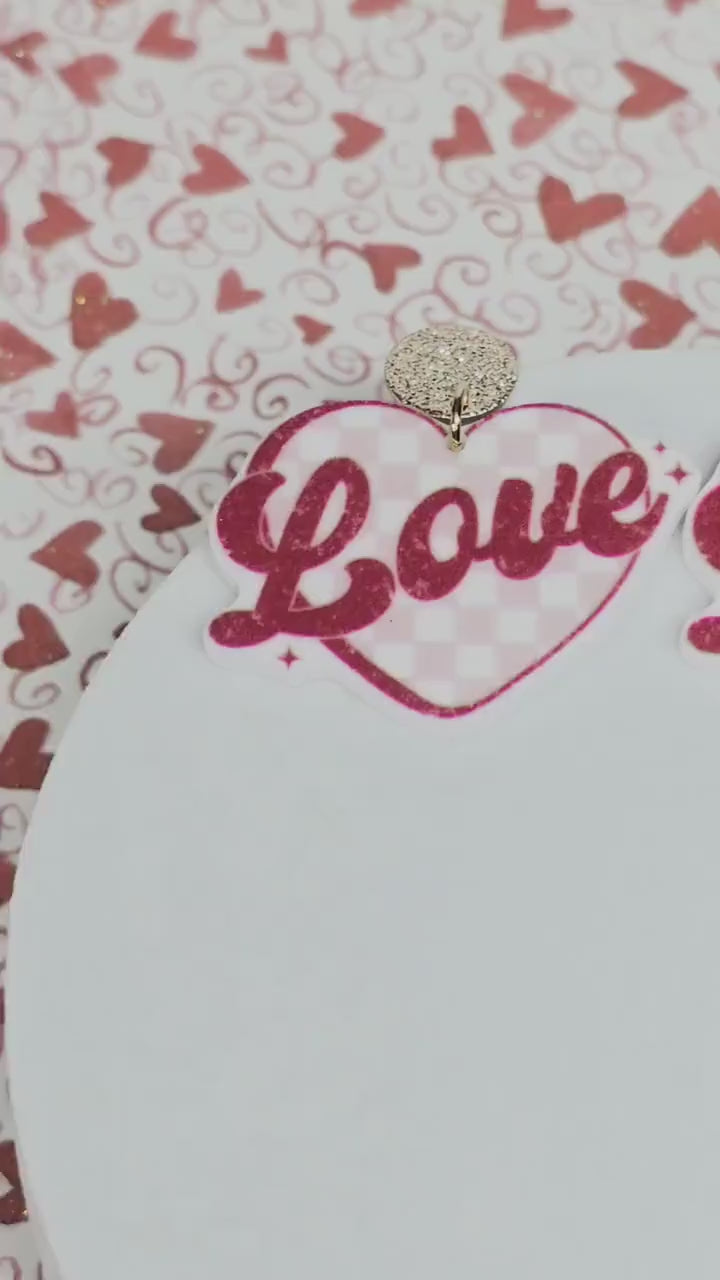 Retro Heart Earrings, Valentine's Earrings, Fun Accessories, Statement Acrylic Earrings, Heart Acrylic Earrings, Love Jewelry