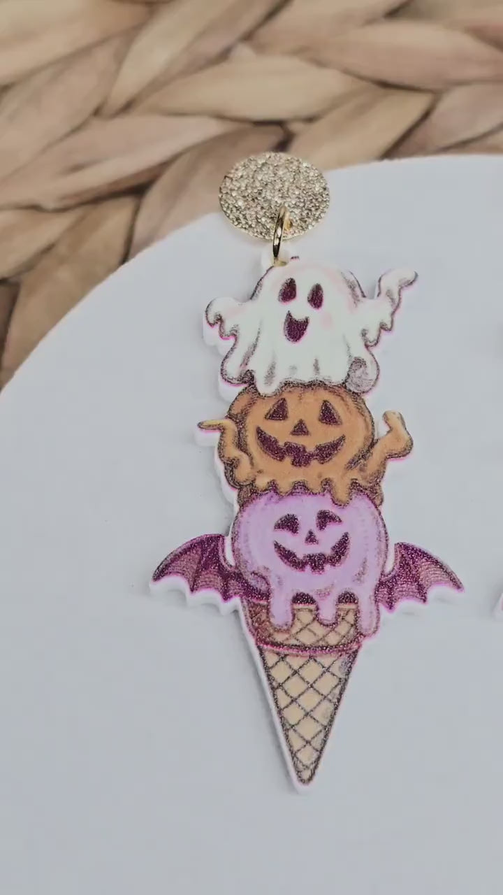 Summerween Earrings, Ice Cream Jewelry, Halloween Earrings, Summer Designs