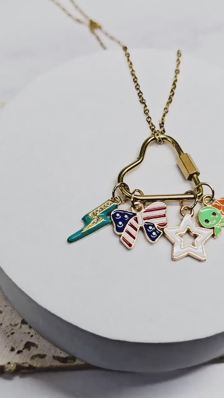 Carabiner Charm Necklace, Minimalist Jewelry, Stainless Steel, Modern Jewelry, Custom Charm Jewelry