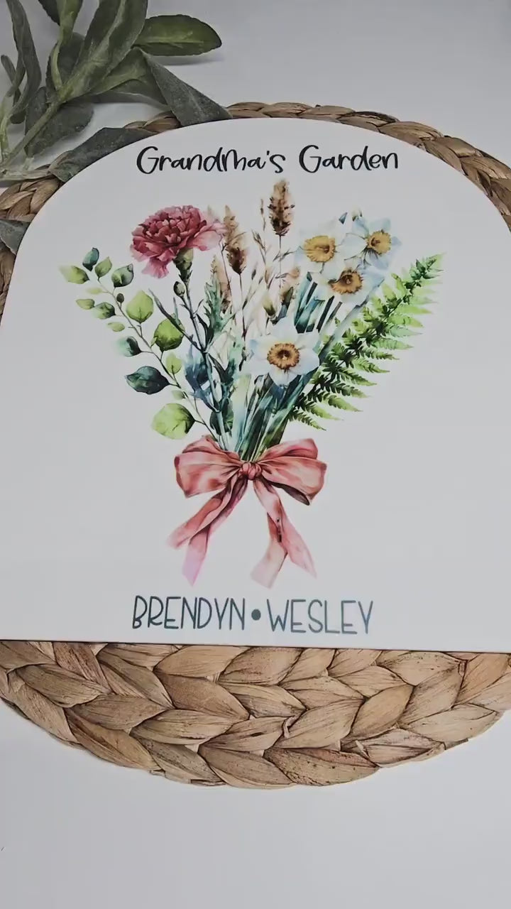 Birth Flower Sign, Mothers Day Gift, Gift for Grandma, Grandma's Garden Sign, Floral Sign, Gift For Mom