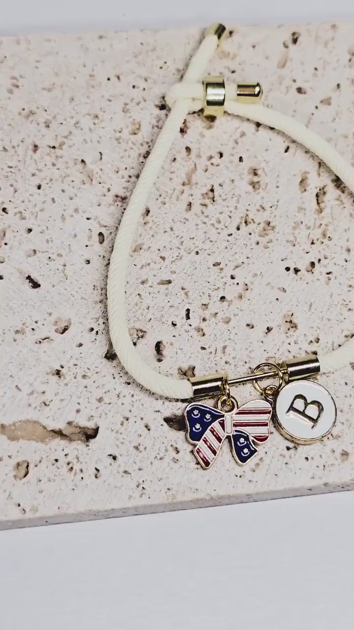 Charm Bracelet, Minimalist Jewelry, Modern Jewelry, Nylon Braided Cord Charm Bracelet