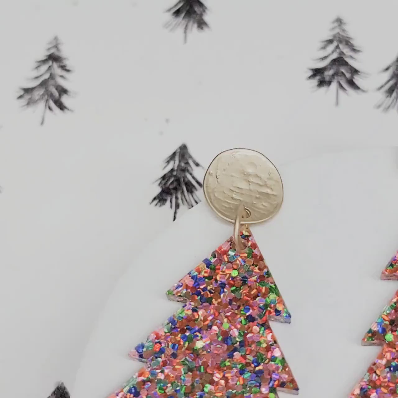 Christmas Tree Earrings, Glitter Trees, Holiday Winter Accessories, Statement Acrylic Earrings, Christmas Acrylic Earrings
