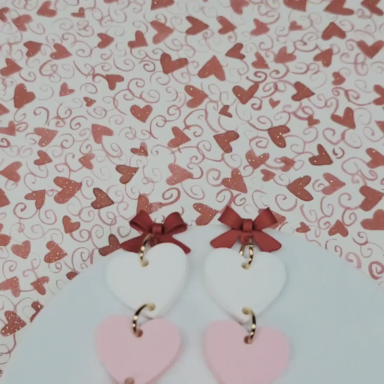 Stacked Heart Earrings, Valentine's Earrings, Fun Accessories, Statement Acrylic Earrings, Heart Acrylic Earrings, Red Bow Jewelry