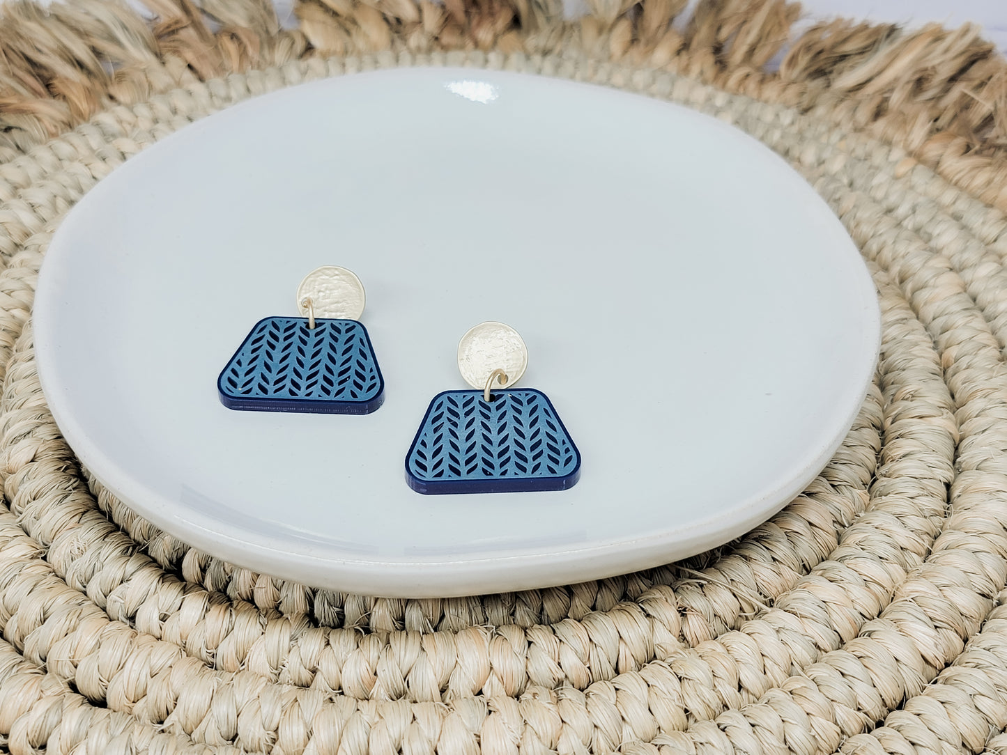 Navy Sweater Earrings