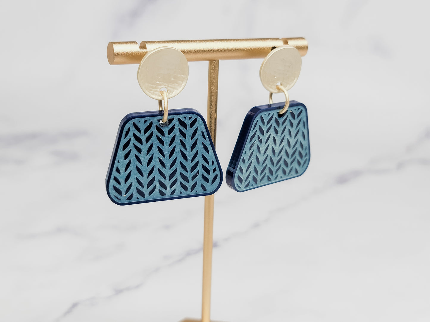 Navy Sweater Earrings