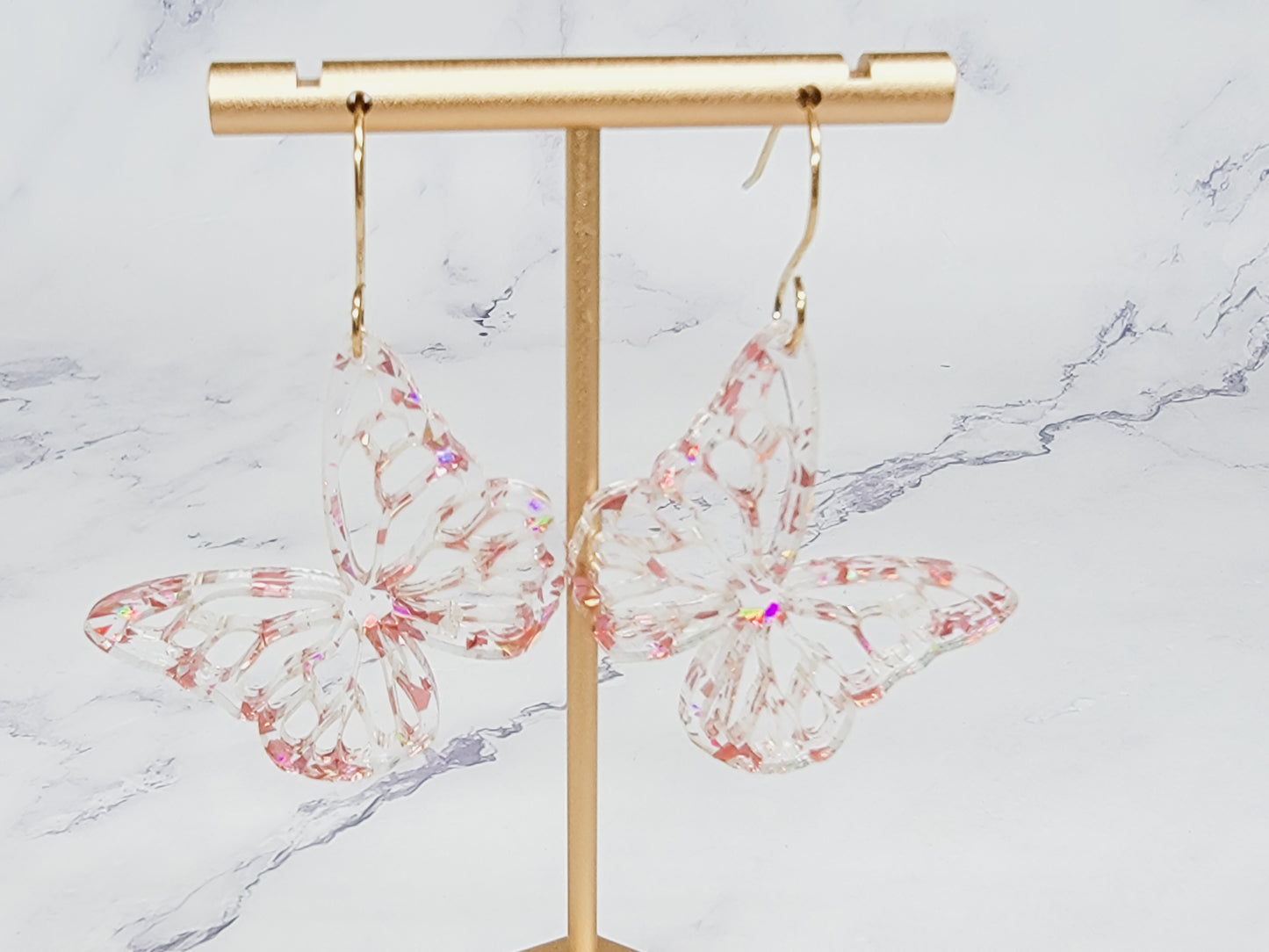 Butterfly Rose Gold Flake Earrings